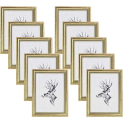 Woltu - 10x Cadre Photo 15x20cm Cadre en Bois et Verre décoration Maison Artos Style Or