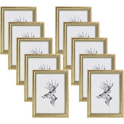 Woltu - 10x Cadre Photo 21x29, 7cm A4 Cadre en Bois et Verre décoration Maison Artos Style Or