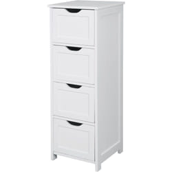Woltu - Meuble bas de salle de bain sur pied, Meuble /Commode/ Armoire de rangement avec 4 tiroirs, 30x30x82 cm, Blanc