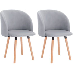 Woltu - Lot de 2 Chaises de salle à manger Chaise de cuisine, Siège en velours et pieds en bois massif, Gris