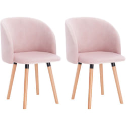 Lot de 2 Chaises de salle à manger Woltu Chaise de cuisine, Siège en velours et pieds en bois massif, Rose