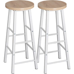 Lot de 2 Tabourets de Bar/Bistrot Woltu Tabouret de cuisine, Chaise de salle à manger, Structure en métal, Siège en mdf, Chêne clair