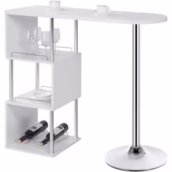 WOLTU 1 x Table de bar-bistrot Table de cuisine en MDF et métal Table de salle à manger avec 3 tablettes et porte-bouteilles