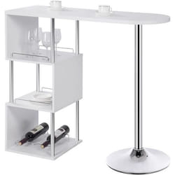 WOLTU 1 x Table de bar-bistrot Table de cuisine en MDF et métal Table de salle à manger avec 3 tablettes et porte-bouteilles