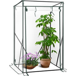 Serre de Balcon/Jardin/Terrasse en pvc, Serre à tomate avec porte, Cadre en acier, Transparent, 100x50x150/136 cm - Woltu