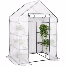 WOLTU Serre de Balcon-Jardin-Terrasse en PE Serre à tomate avec porte Cadre en acier 143x73x195cm