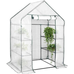 WOLTU Serre de Balcon-Jardin-Terrasse en PE Serre à tomate avec porte Cadre en acier 143x73x195cm