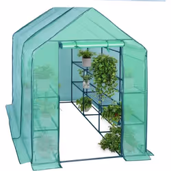 WOLTU Serre de Balcon-Jardin-Terrasse en PE Serre à tomate avec porte Serre pour légumes Cadre en acier 143x215x195 cm Vert