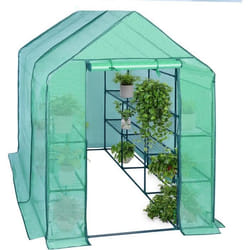 WOLTU Serre de Balcon-Jardin-Terrasse en PE Serre à tomate avec porte Serre pour légumes Cadre en acier 143x215x195 cm Vert