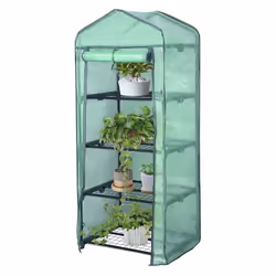 WOLTU Serre de Jardin-Balcon-Terrasse en PE Serre pour légumes avec porte 69x49x158 cm Vert