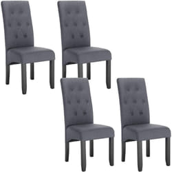 Lot de 4 Chaises de salle à manger Woltu Pied en Bois Massif, Assise en Lin, Gris Foncé, 47 x 42 x 107cm