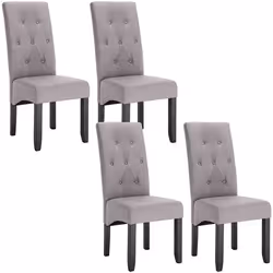 WOLTU Lot de 4 Chaises de salle à mangerPied en Bois MassifAssise en LinGris Clair47 x 42 cm x 107 cm
