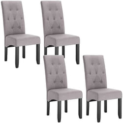 WOLTU Lot de 4 Chaises de salle à mangerPied en Bois MassifAssise en LinGris Clair47 x 42 cm x 107 cm