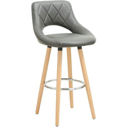 Tabouret de bar en Cuir synthétique et bois massif avec dossier et repose-pieds 43x40x96cm Gris - Woltu