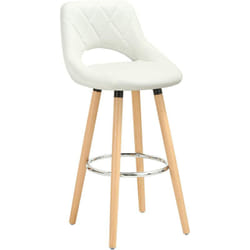 Tabouret de bar en lin et bois massif avec dossier et repose-pieds 43x40x96cm Blanc - Woltu