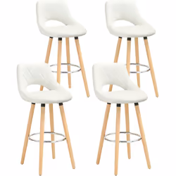 Description générale Le tabouret de bar est conçu avec des pieds en bois massif et un repose-pieds, offrant une assise confor ...