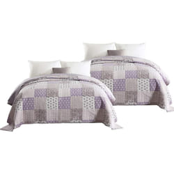 Woltu - Couvre-Lit matelassé, Dessus de lit Patchwork, Jeté de lit, 150x200cm, Patchwork Violet clair