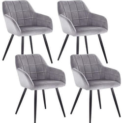 WOLTU 4x Chaises de salle à manger siège bien rembourré en velours Chaise de cuisine pieds en métal Gris