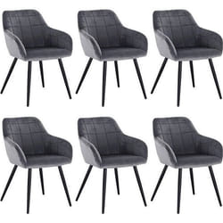WOLTU 6 x Chaises de salle à manger siège bien rembourré en velours Chaise de cuisine pieds en métal Gris Foncé