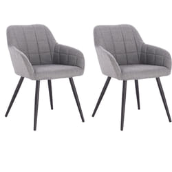Lot de 2 Chaise de salle à manger, Chaise de cuisine, Chaise de salon en lin, Pieds en métal, Gris clair - Woltu