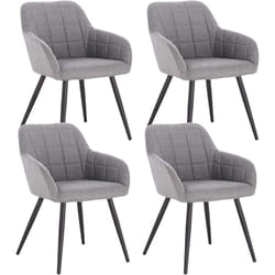 Woltu - Lot de 4 Chaises de salle à manger Chaises de Cuisine en lin et métal 49x43x81cm Gris Clair