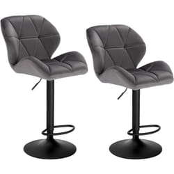 Lot de 2 Tabouret de Bar réglable en Hauteur Woltu Chaise Haute pour Bar avec Dossier siège rembouré en Velours Pied en métal, Gris foncé