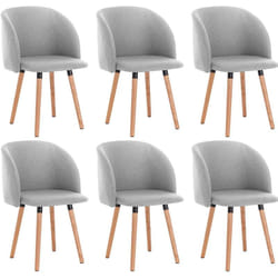 Lot de 6 Chaises de salle à manger Woltu Chaises de Cuisine en lin et bois massif 46x45x84cm Gris Clair