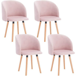 Lot de 4 Chaise de Cuisine en Velours Fauteuil de Repas Salle à Manger, Rose - Woltu