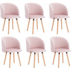6 x Chaises de salle à manger, Chaise de cuisine, Siège en velours et pieds en bois massif, Gris - Woltu