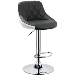 Tabouret de Bar en Similicuir avec repose-pied, Chaise de bar Hauteur réglable, Gris Blanc - Woltu