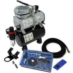 Wiltec Kit Airbrush avec compresseur AS 189 – réservoir 3 L 30 l/min – Pistolet aérographe 128, Godets & Accessoires – pour débutants et