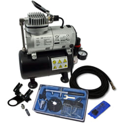 Wiltec - Kit Airbrush avec compresseur as 186 – réservoir 3 l 30 l/min – Pistolet aérographe 128, Godets & Accessoires – pour débutants et