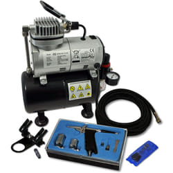 Wiltec - Kit Airbrush avec compresseur as 186 – réservoir 3 l 30 l/min – Pistolet aérographe 116, Godets & Accessoires – pour débutants et