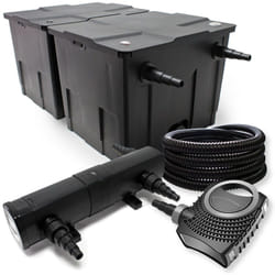 Sunsun - Wiltec Kit complet: CBF-350B Filtre de bassin jusqu'à 60000 l Biologique, NEO10000 SuperECO pompe de filtration 10000l/h 80W, CUV-224 lampe