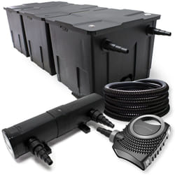 Sunsun - Wiltec Kit complet: CBF-350C Filtre de bassin jusqu'à 90000 l Biologique, NEO10000 SuperECO pompe de filtration 10000l/h 80W, CUV-236 lampe