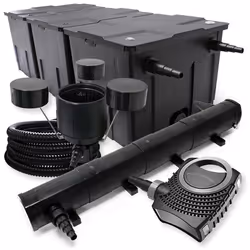 Kit de Filtration avec Bio Filtre 90000l UVC Stérilisateur 72W 80W Pompe 25m Tuyau Skimmer - SunSun