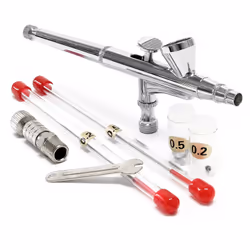 [Fonction double action] – Le kit aérographe 136T de Wiltec permet de contrôler l’air et la peinture avec un seul levier. En  ...