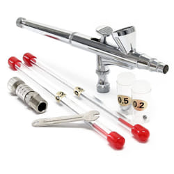 Xpotool - Wiltec Kit Pistolet aérographe professionnel Modèle 136 Type t – Action double da – avec Buses 0,2 / 0,3 / 0,5 mm – Godet 3 ml – Tatouage,