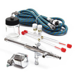 Wiltec - Kit Pistolet aérographe professionnel Modèle 134K – Action double da – avec Buses 0,2 / 0,3 / 0,5 mm – Godets 7 / 20 ml – Tatouage,