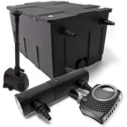 Wiltec - Kit complet: CBF-550 Filtre de bassin jusqu'à 60000L Biologique, NEO10000 pompe de filtration 10000l/h 80W, CUV-224 lampe uv uvc