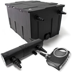 Wiltec Kit complet: CBF-550 Filtre de bassin jusqu'à 60000 L Biologique, NEO10000 SuperECO pompe de filtration 10000l/h 80W, CUV-224 lampe uv UVC