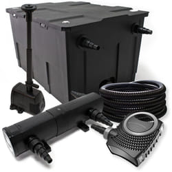 Sunsun - Wiltec Kit complet: CBF-550 Filtre de bassin jusqu'à 60000 l, NEO10000 pompe de filtration 10000l/h 80W, CUV-236 lampe uv 36W, 25m Tuyau 25