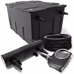 Kit de filtration avec Bio Filtre 12000l 72W UV Stérilisateur 80W Pompe et 25m Tuyau - 54086