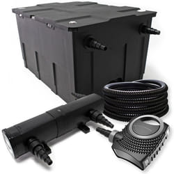 Kit de filtration avec Bio Filtre 12000l 72W UV Stérilisateur 80W Pompe et 25m Tuyau - 54086