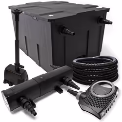 Kit de filtration avec Bio Filtre 12000l 72W UV Stérilisateur 80W Pompe 25m Tuyau et Skimmer - 54087
