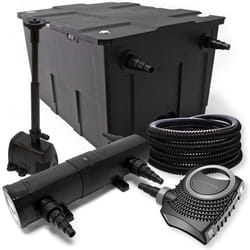 Kit de filtration avec Bio Filtre 12000l 72W UV Stérilisateur 80W Pompe 25m Tuyau et Skimmer - 54087