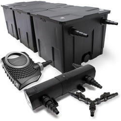 Sunsun - Kit complet: CBF-350C Filtre de bassin jusqu'à 90000 l Biologique, NEO10000 SuperECO pompe de filtration 10000l/h 80W, CUV-224 lampe uv uvc