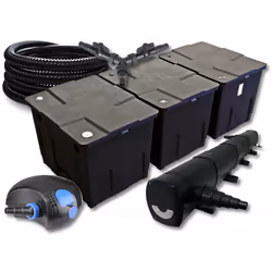 SunSun Kit de filtration de bassin pour 90000l avec 72W Stérilisateur et 100W éco Pompe 25m Tuyau - 55191