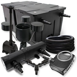 SunSun Kit filtration bassin 60000l 18W Stérilisateur NEO10000 80W Pompe 25m Tuyau Skimmer Fontaine
