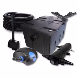 Filtre de bassin SunSun 60000l avec stérilisateur 24W pompe éco 100W et tuyau 25m